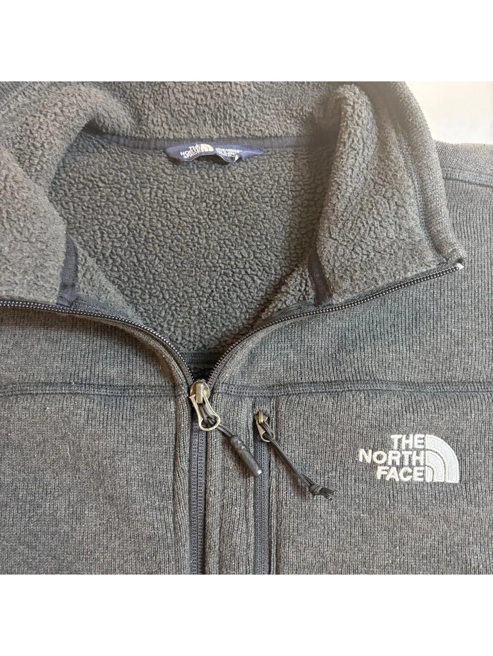 The North Face Gordon Lyons Full Zip Black Fleece Sweater Jacket Sz L
